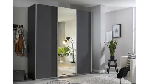 Schwebetürenschrank Kulmbach grau-metallic mit Innenausstattung