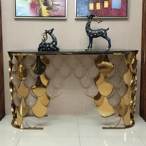 Moderne Konsolentische aus Holz – Elegante Einrichtung für Ihr Wohnzimmer - Abteilung: Erwachsene, Maße: 140 x 40 x 82 cm, stilvolles Design in Gold, ideal für jeden Wohnraum. Robuste Konstruktion aus Edelstahl mit 2 Jahren Herstellergarantie.