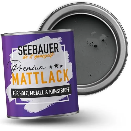 SEEBAUER DIY Mattlack Dunkelgrau 750ml – Hochwertiger Hybrid-Lack für Möbel & Außenbereiche - Edler, wasserbasierender Mattlack mit Hybrid-Technologie für Holz, Metall und Kunststoff. Extrem robust, schnelltrocknend und geruchsarm – ideal für ein angenehmes Wohnklima und vielseitige Projekte.