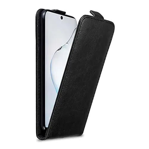 Cadorabo Hülle kompatibel mit Samsung Galaxy Note 10 Flip Design aus Premium Kunst Leder Flip Klappbare Stoßfeste Magnetische Cover Hülle für Galaxy Note 10 Tasche in Schwarz