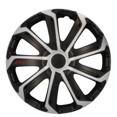 Cartrend Radzierblende EVO 35 cm – 4 Stück in Silber-Schwarz - Radkappen & Stahlfelgenringe, stilvolles Design und optimaler Schutz für Ihre Reifen.