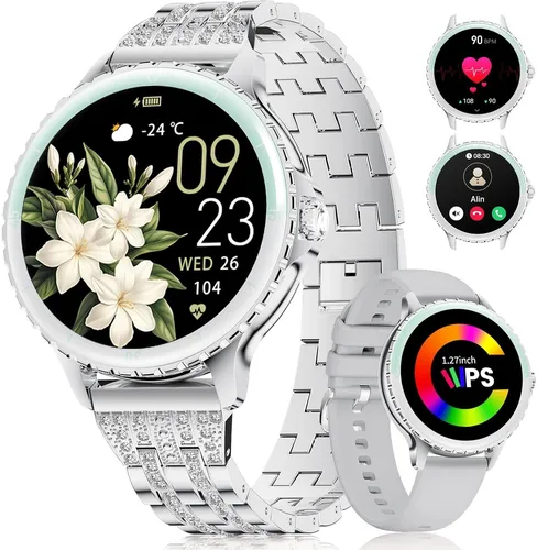 LIGE FV26 Damen Smartwatch Telefonanrufe Edelstahl 1.27 Zoll HD