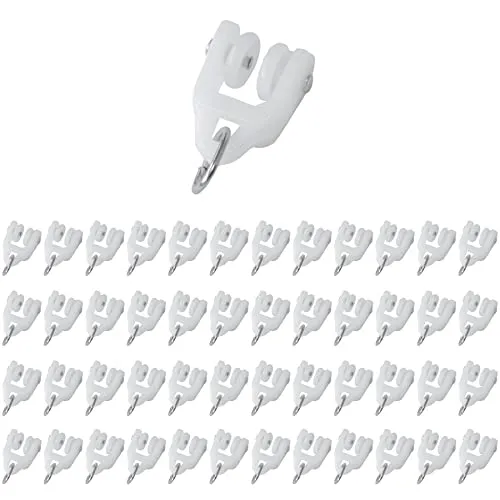 Stück Curtail Track Gleitrollen für Vorhänge,Vorhangrollen mit Zwei Rädern,Gardinenröllchen Gardine Schienenrolle (Kunststoff) 48