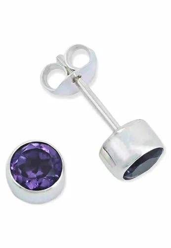 Ohrstecker 925 Silber Amethyst lila Stein Edelstein Ohrringe echt Silber Damen Sterling Silber Stecker Geschenk(MOS-038-51)