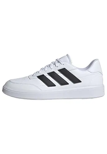 adidas Herren Courtblock Shoes - Sneaker in Cloud White/Core Black, 43 1/3 EU - Herren-Sneaker mit schnürbarem Obermaterial aus Synthetikleder und Zehenschutz, ideal für Komfort und Style im Alltag.