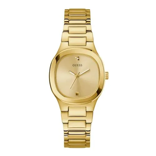 Guess Quarzuhr GD EVE - Elegante Quarz-Analoguhr - Damenuhren mit edlem Edelstahl-Gehäuse und goldfarbenem Armband, perfekt für jeden Anlass und ein stilvolles Accessoire.