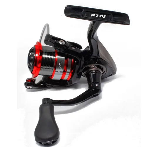 FTM Rolle Evil 1000 - Vielseitige Spinnrolle für Angelenthusiasten - Angelrollen für Süßwasserangeln mit 5+1 Kugellagern und 8 kg Widerstand. Ideal für Döbel, Forelle und Barsch. Leicht und handlich mit einer Schnurkapazität von 120m.