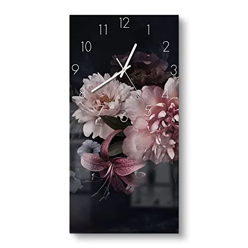 DEQORI Glasuhr | Blühende Pracht | 30x60 cm in grau von DEQORI