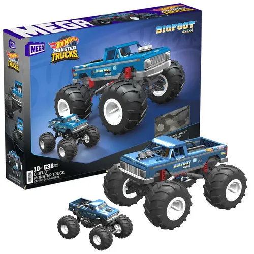 Mega Construx HHD20 - Hot Wheels Bigfoot Monster Truck Bauset - Bauspielzeugset mit 538 Teilen im Maßstab 1:18, fördert Kreativität und Problemlösungsfähigkeiten bei Kindern ab 10 Jahren, inklusive authentischem Die-Cast-Modell und beweglichen Teilen.