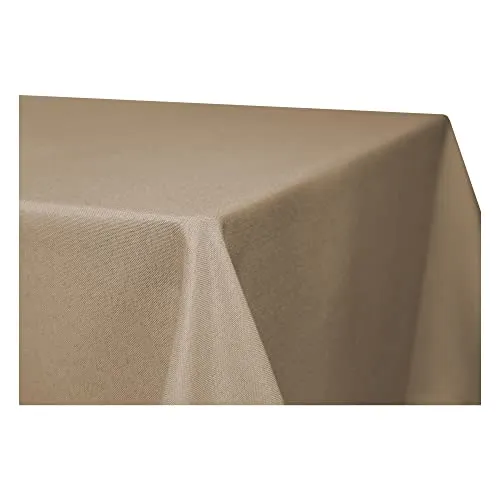 Tischdecke 90 x 90 cm rechteckig Natur Beige Leinenoptik Lotuseffekt Tischwäsche Wasserabweisend Tischtuch Fleckenabweisend Bügelfrei Abwischbar Waschbar Innen und Außen Perleffekt