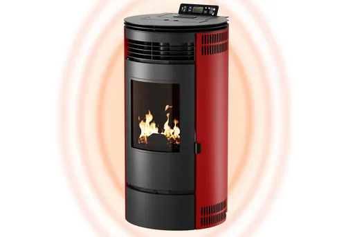 NEMAXX Pelletofen PR8 9 kW WiFi-Ready rot - Öfen: Hochwertiger Pelletofen mit automatischem Wochen-Zeitplaner und ECO-Modus für effiziente Heizleistung. Steuern Sie ihn bequem per Fernbedienung oder App!