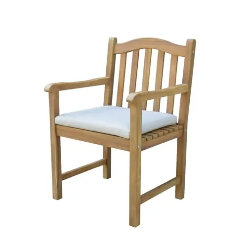 Gartenstuhl mit Armlehnen aus FSC-Akazienholz - Natur geölt - Stuhl aus nachhaltigem FSC-Akazienholz, ideal für den Garten oder die Terrasse, bietet Komfort mit Armlehnen und zeitlosem Design.