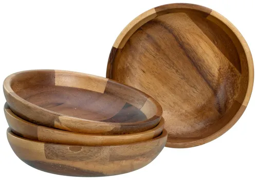 CreaTable Schale Nature Collection Akazienholz, 4-tlg. Set - Schalen aus hochwertigem Akazienholz, einzigartig und umweltfreundlich. Perfekt für jede Tischdekoration, ideal für Frühstück, Lunch oder Dinner.