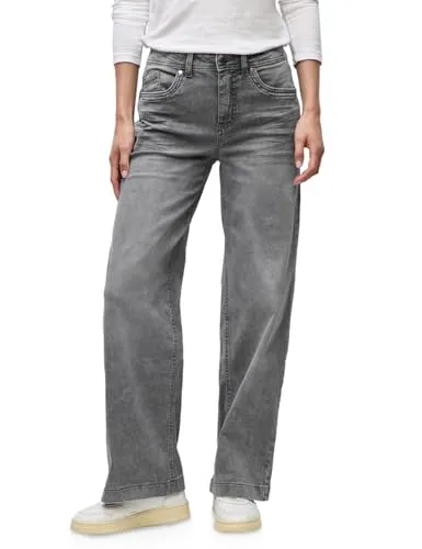 Weite Jeans STREET ONE für Damen, Gr. 33 - Modische weite Jeans im Five-Pocket Style, light grau random washed, bequem durch elastischen Denim-Mix - ideal für lässige Outfits.