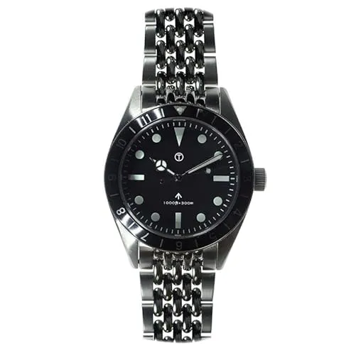 MWC Classic 1960s Muster Sterile Hybrid Quarz Stahl Schwarz Grau Saphir Uhr Herren, Schwarz