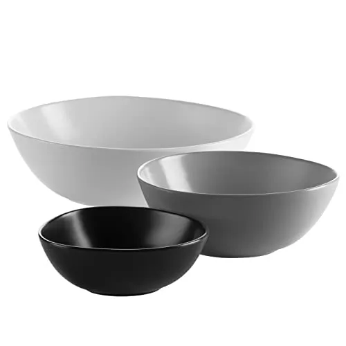 Mäser Schüsselset GLENDALE, 15,5 cm, 20 cm & 26 cm - Elegantes Keramik Schüsselset in Schwarz, Weiß und Grau, ideal für vielseitige Anwendungen. Zeitloses Design mit hochwertiger Mattlasur, spülmaschinenfest und mikrowellengeeignet.