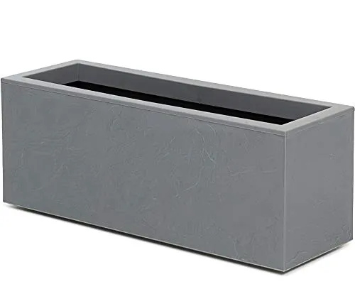 Ondis24 Balkonkasten mit Wasserspeicher 25L - Garten-Zubehör mit cleverem Wasserspeicher für optimale Pflanzenbewässerung und modernes Design in Grau, ideal für Balkon und Terrasse.