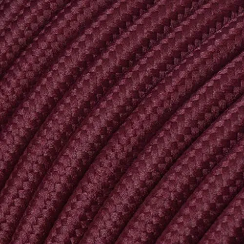 Textilkabel für Lampe, Textilummanteltes Rundkabel, dreiadrig 3x0,75mm², Bordeaux-Rot - Meterware