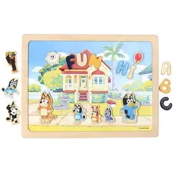 Bluey Lernspielzeug Magnettafel - Doppelseitige Spielplatte - Lernspielzeug für Kinder, doppelseitige Magnettafel mit Buchstaben und Formen. Spielerisch das Buchstabieren lernen in Blueys Welt!