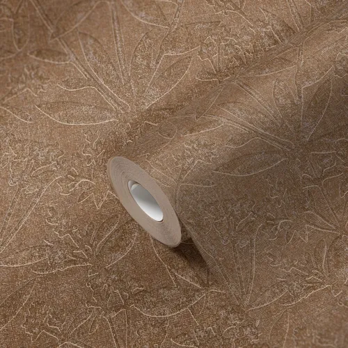 Vliestapete florale Blumen und Blätter – Braun, Beige