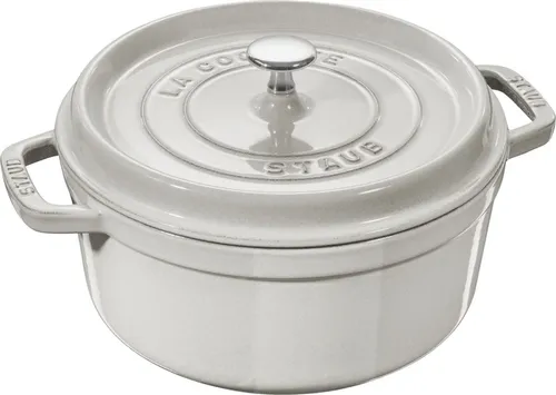 STAUB Cocotte Rund 24 cm Weißer Trüffel - Gusseisen - Töpfe für perfektes langsames Garen von Fleisch und Gemüse. Der innovative Deckel sorgt für saftige Ergebnisse, ideal für Gourmets und Hobbyköche.