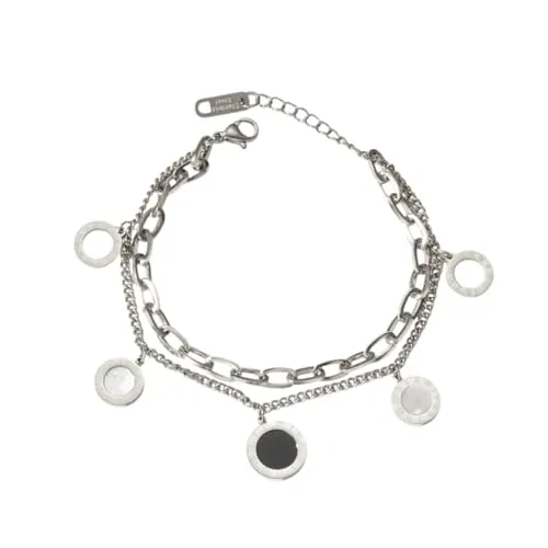 Karma NHXI621619 Armband Charms Silber verstellbar Edelstahl vergoldet Sommerliches Schmuckstück Damen Edelstahlarmband Damenarmband modern (Silber)