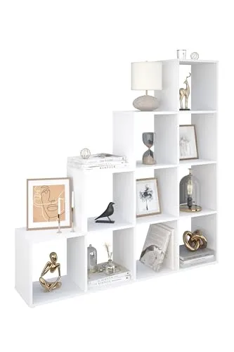 AT4 Regal Cubic Raumteiler - Weiß: Langlebiges Melaminholz, viel Stauraum, einfache Montage - modernes Design