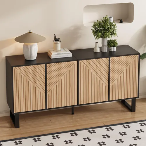 Merax modernes Sideboard in Holzoptik mit 3D-Streifenfront