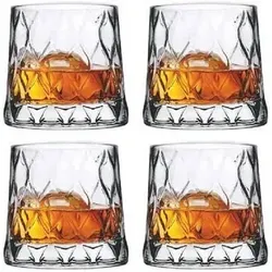 Pasabahce 4er-Set Leafy Old Fashioned Special Design Premium Whiskyglas mit schwerem Boden, 300 ml
