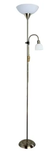 ARTE LAMP Deckenfluter mit Leselampe Stehlampe Bronze und Weiß, Wohnzimmerlampe Stehend, 1,77m Standleuchte Für LED Lampen geeignet (E27 & E14 Fassung), mit flexibler Leseleuchtenkörper