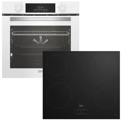 Beko Herdset Backofen SteamShine® + Induktionskochfeld 60 cm - Energieeffizientes Einbaugerät der Klasse A+ mit 4 Induktionsplatten, digitaler Anzeige und pflegeleichter Glaskeramikoberfläche für müheloses Kochen.