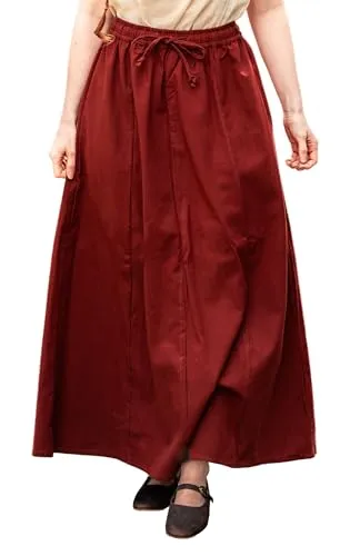 Leonardo Carbone® Damen Rock Smilla | Eleganter Mittelalterrock mit elastischem Bund | 100% Baumwolle Rot L/XL - Entdecke den eleganten Mittelalterrock Smilla aus schwerer Baumwolle mit elastischem Bund für optimalen Komfort. Ideal für historische Märkte, Cosplay oder besondere Anlässe. Verleihe deinem Look einen Hauch von Geschichte!
