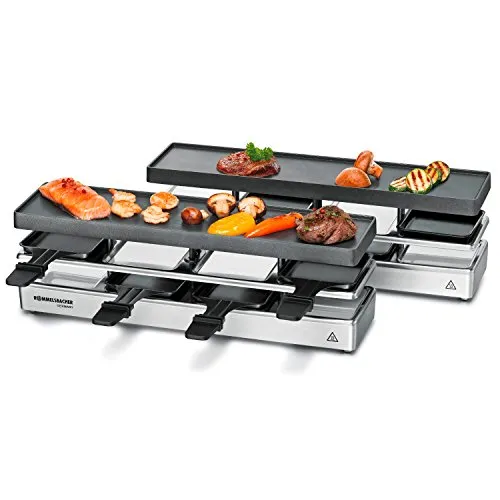 ROMMELSBACHER RC 1600 Raclette-Grill - Tischgrill für 8 Personen, erweiterbar mit Antihaftbeschichtung und praktischem Parkdeck