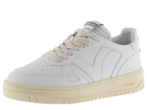 Victoria Low-Top Unisex Sneaker Seúl Weiß - Herren-Sneaker im Leder-Effekt mit perforierter Zehenkappe für optimale Atmungsaktivität und herausnehmbarer Innensohle. Ideal für den Alltag.