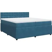 vidaXL Boxspringbett mit Matratze Blau 200x200 cm Samt - Luxuriöses Boxspringbett in Blau mit Taschenfederkernmatratze für optimalen Schlafkomfort. Der weiche Samtstoff sorgt für ein angenehmes Gefühl und die atmungsaktive Matratzenauflage verlängert die Lebensdauer.