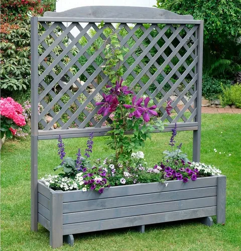 promadino Spalier Romantica mit Pflanzkasten - Pflanzenkästen & Spaliere, winterfestes und witterungsbeständiges Spalier aus Holzwerkstoff, ideal für kreative Gartenideen.