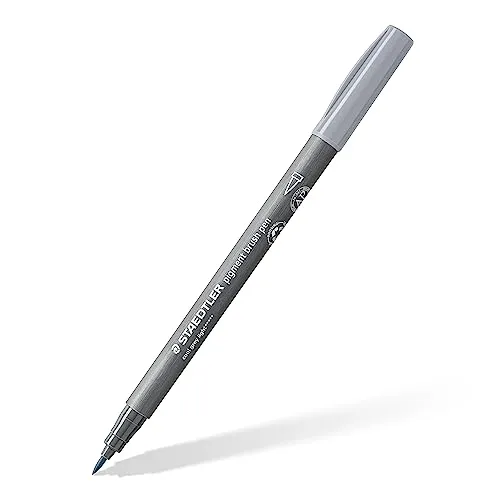 STAEDTLER brush pen pigment Arts, hell kaltgrau, pigmentierte Premium-Zeichentusche, Pinselspitze für variable Linienbreite, wasserfest, schnelltrocknend, 10 brush pens im Kartonetui, 371-870