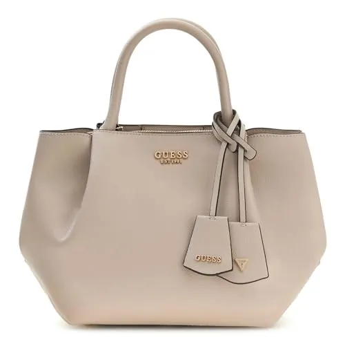 GUESS Handtasche Schultertasche Amorette Girlfriend Satchel Light Taupe creme