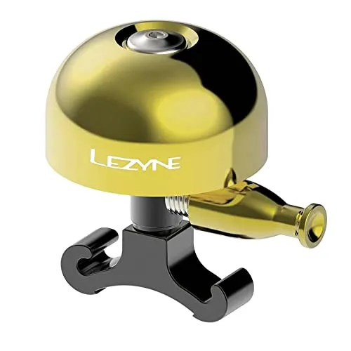 Lezyne Classic Brass Klingel, M Messing poliert Schwarze Halterung, 1-BL-CLBRS-V104M, Gold, One Size