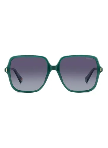 POLAROID Unisex PLD 6219/S Sonnenbrille, Grün, 56 - Sonnenbrillen für Damen, stylische grüne quadratische Form aus umweltfreundlichem Polycarbonat für optimalen UV-Schutz und hohen Tragekomfort.