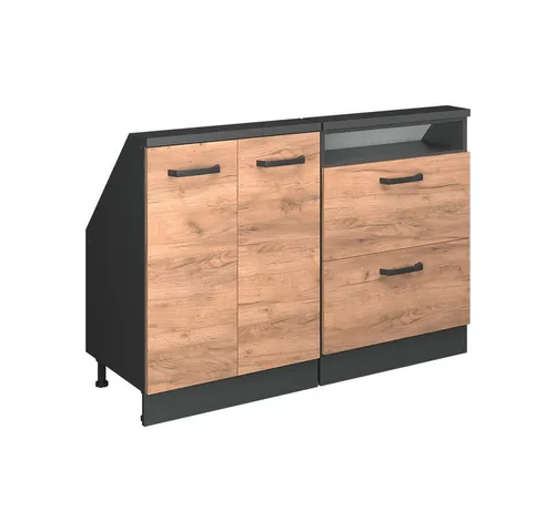 Vicco Unterschrank R-Line, Goldkraft Eiche/Anthrazit, 120 cm 2er Set - Unterschrank für Dachschrägen, optimaler Stauraum mit modernem Design und höhenverstellbaren Füßen – ideal für Ihre Küche.