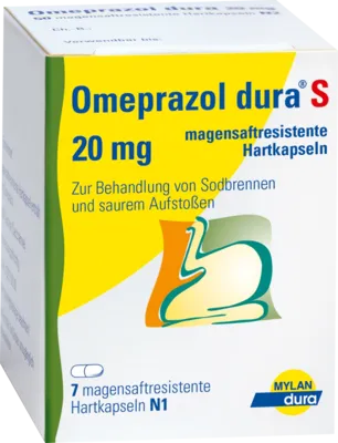 Viatris Healthcare GmbH OMEPRAZOL dura S 20 mg magensaftresist.Hartkapseln 7 St 06100180