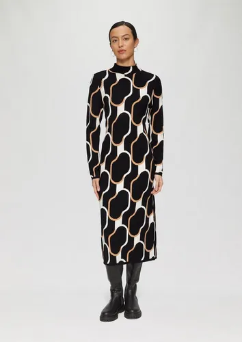 s.Oliver BLACK LABEL Strickkleid 3/4 lang mit Stehkragen in schwarz von s.Oliver