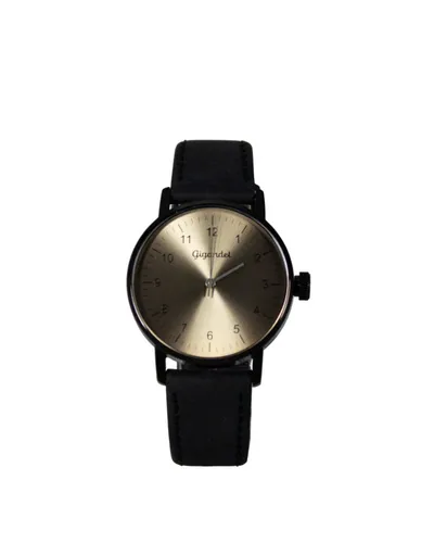 Gigandet Quarzuhr Armbanduhr Damen Quarz Schwarz Edelstahl Lederband Hellbraun G27-012