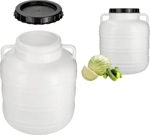 FASS zum PÖKELN, KONSERVIEREN LAGERUNG VON LEBENSMITTELN Lagerbehälter mit Schraubdeckel und Griffen Sauerkrautfass mit Deckel, Regenfass, Deckelfass für Camping und Aufbewahrung (40L)
