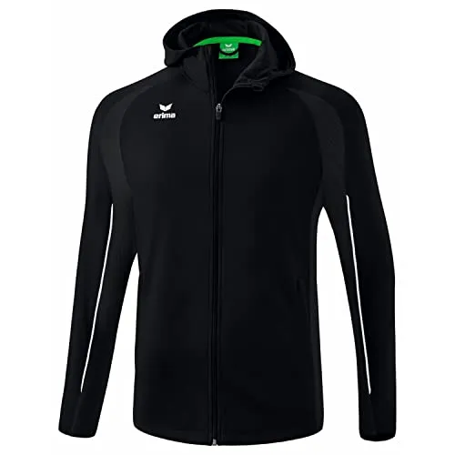 Erima Trainingsjacke Liga Star mit Kapuze, schwarz/weiß - Badmintonbekleidung Jungen, strapazierfähig und elastisches Funktionsmaterial für optimale Bewegungsfreiheit und Komfort während des Trainings.