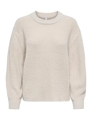 ONLY Damen Onlmilouz Ls Rib Pullover KNT Nca, Moonbeam, S