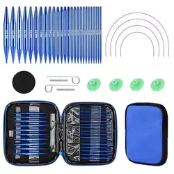 Austauschbares Rundstricknadel Set 3,0-10,0 mm Aluminium mit Griffen blau
