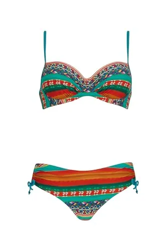 Sunmarin Bikini Multicolor Zweiteiler Set mit Streifen Bügel verstellbare Träger
