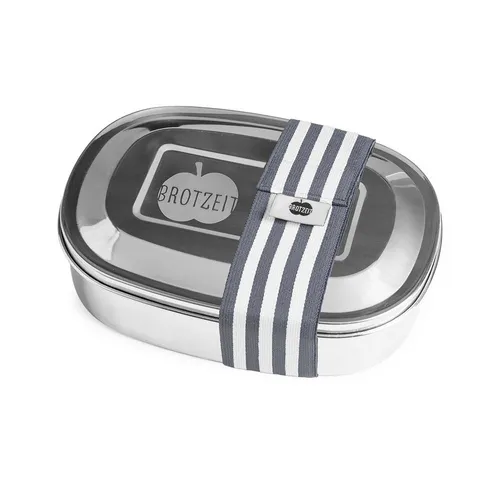 Brotzeit Lunchbox grau - Stylische Brotdose in Grau mit modernen Streifen, ideal für Schule und Büro.